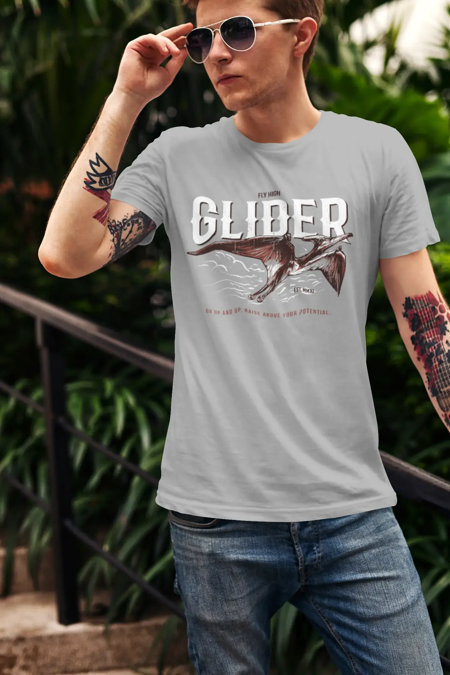 ULTRABASIC T-shirt graphique pour hommes Fly High Glider - Chemise de reptile Ptéranodon pour hommes