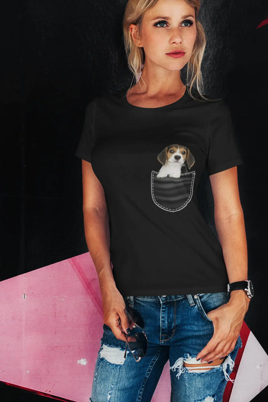 ULTRABASIC Damen T-Shirt Beage – Süßer Hund in der Tasche – Vintage-Shirt