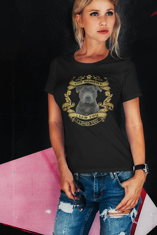 ULTRABASIC Damen Bio-T-Shirt Staffordshire Bullterrier Hund – Moment I Saw You I Loved You Welpen-T-Shirt für Damen