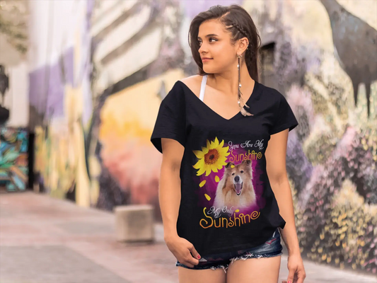 ULTRABASIC Damen-T-Shirt mit V-Ausschnitt My Only Sunshine – Rough Collie – Vintage-Shirt
