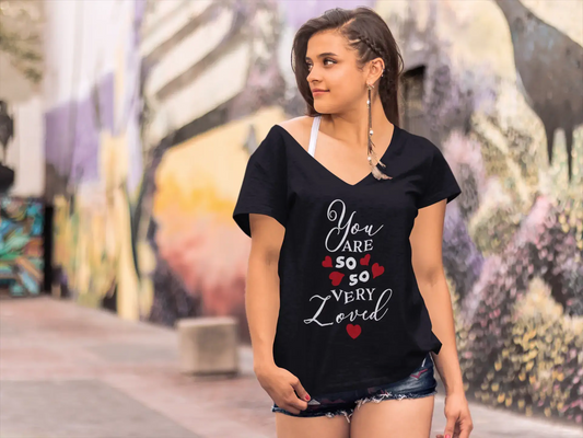 ULTRABASIC Women's V Neck T-Shirt You Are So So Very Loved - Romantic Quote