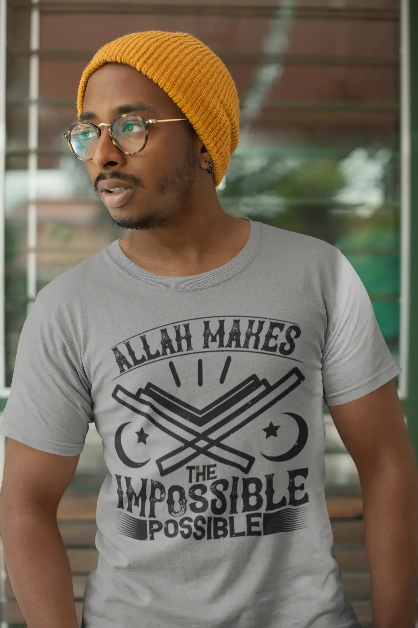 ULTRABASIC Men's T-Shirt Allah Makes the Impossible Possible - Muslim Tee Shirt