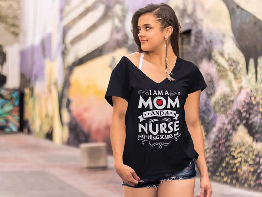 ULTRABASIC Damen-T-Shirt „I am a Mom and a Nurse Nothing Scares Me“ – Kurzarm-T-Shirt-Oberteile