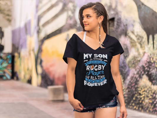 ULTRABASIC Damen-T-Shirt „Mein Sohn ist mein Lieblings-Rugbyspieler-T-Shirt“.