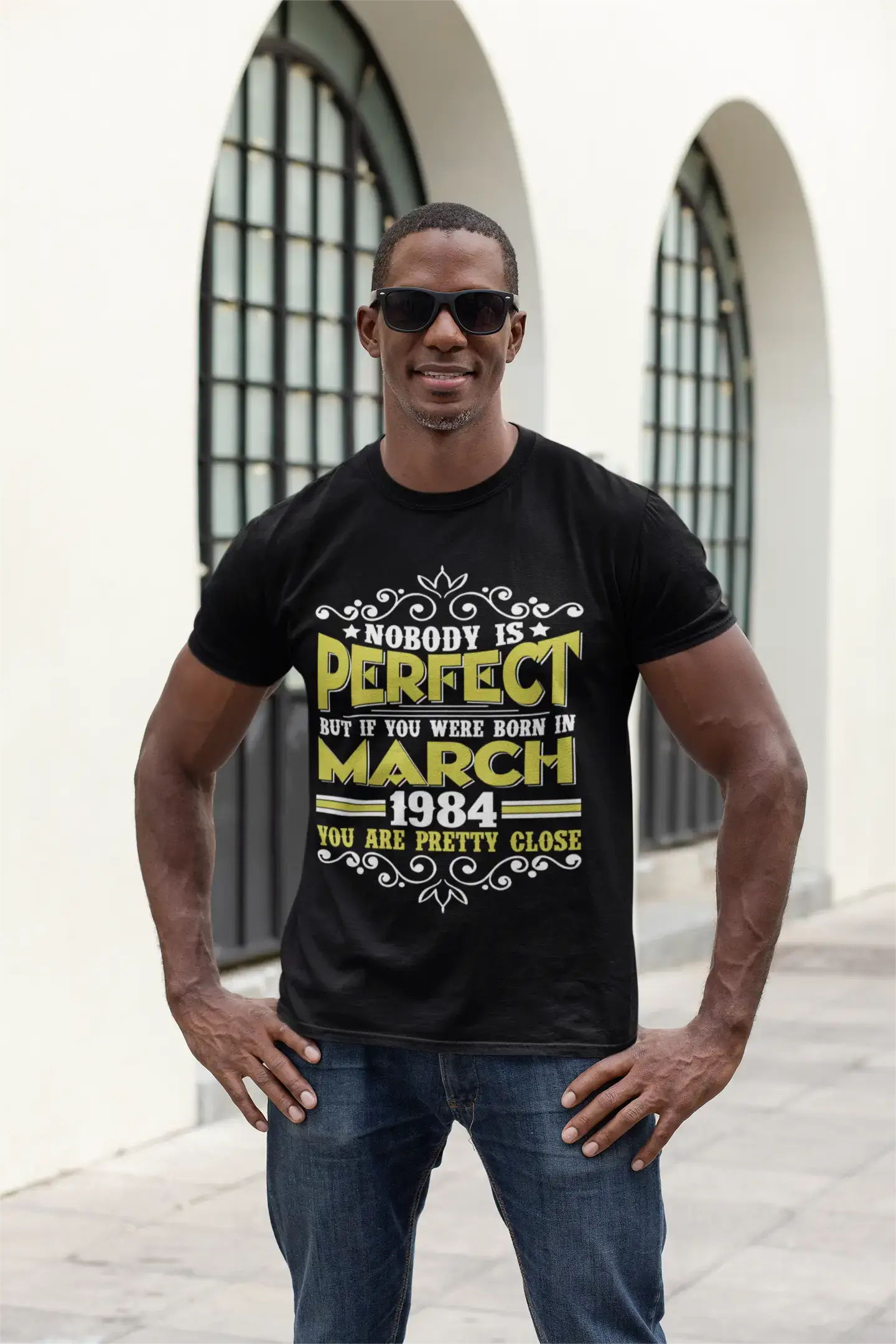 ULTRABASIC Men's T-Shirt Nobody is Perfect but If You are Born in March 1984 - Funny 37th Birthday Gift Tee Shirt