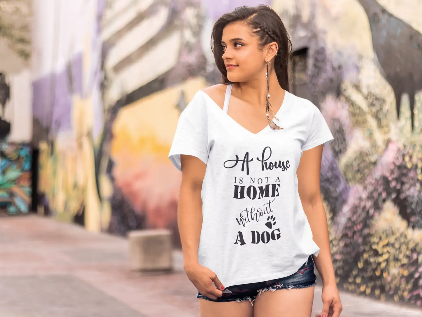 ULTRABASIC Women's T-Shirt A House is Not a Home Without a Dog - Short Sleeve Tee Shirt Tops