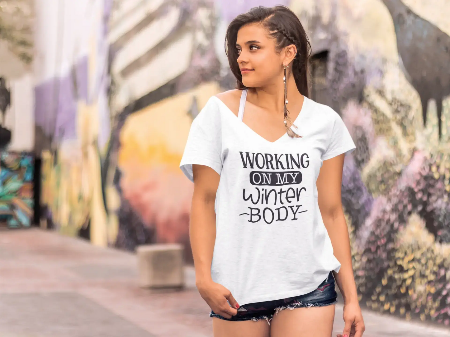 ULTRABASIC Women's Novelty T-Shirt Working On My Winter Body - Funny Quote