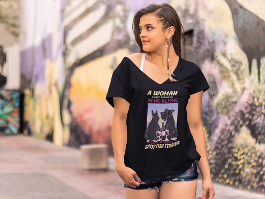 T-Shirt Femme ULTRABASIC Une femme ne peut pas survivre seule avec du vin, elle a aussi besoin d'un terrier écossais