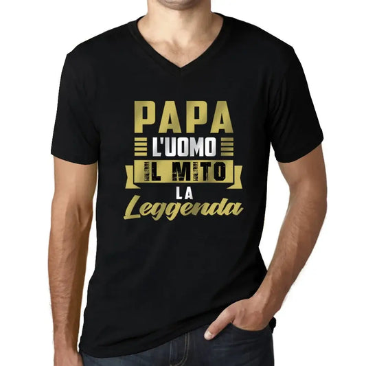 Men's Graphic T-Shirt V Neck Papa L'uomo Il Mito La Leggenda Eco-Friendly Limited Edition Short Sleeve Tee-Shirt Vintage Birthday Gift Novelty