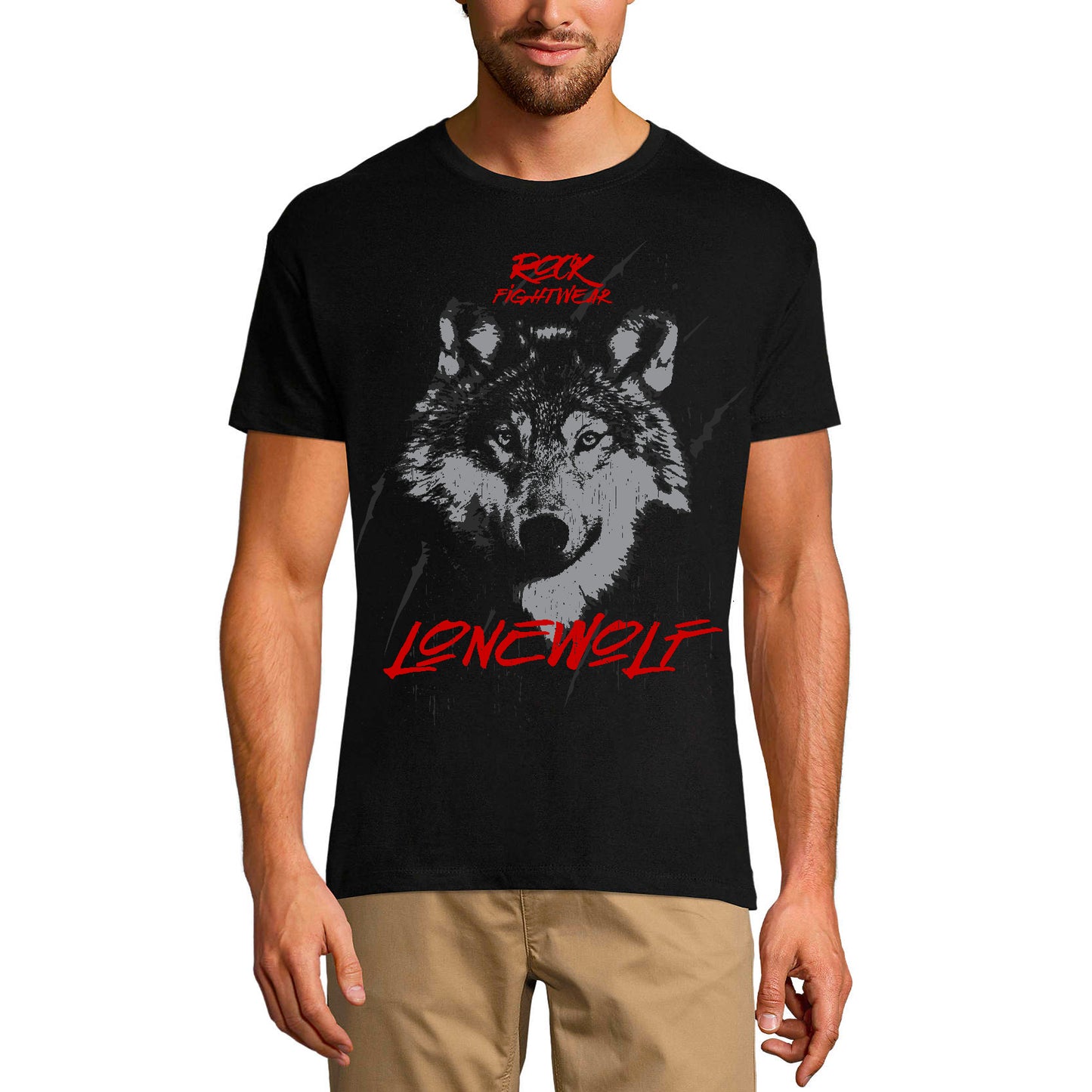 T-shirt graphique ULTRABASIC pour hommes Rock Fightwear - Lonewolf - Chemise loup pour homme