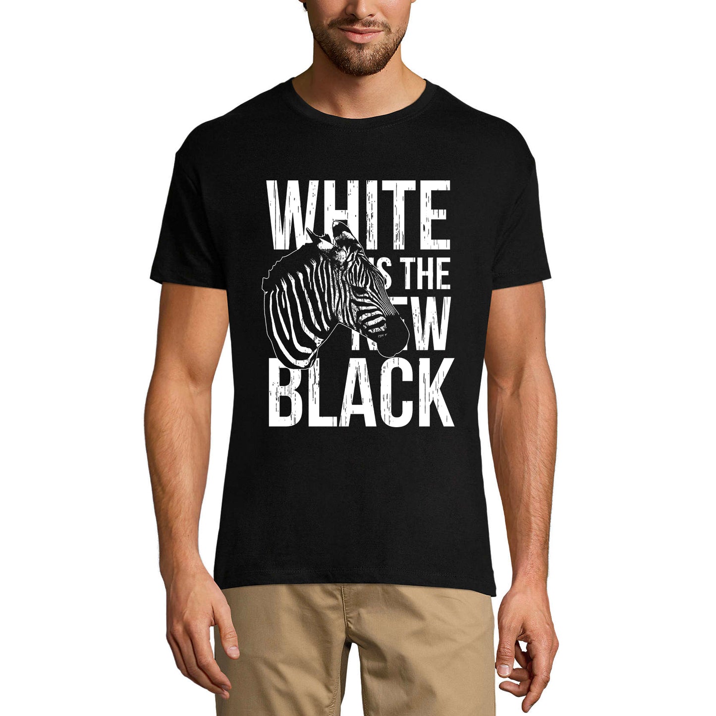 ULTRABASIC Herren-Grafik-T-Shirt Weiß ist das neue Schwarz – Zebra-Shirt