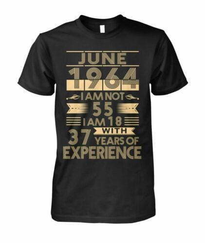 T-Shirt graphique juin 1964 je n'ai pas 55 ans j'ai 18 ans avec 37 ans d'expérience T-Shirt homme coton noir 