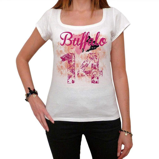 14, Buffalo, Women's Short Sleeve Round Neck T-shirt 00008 - ultrabasic-com