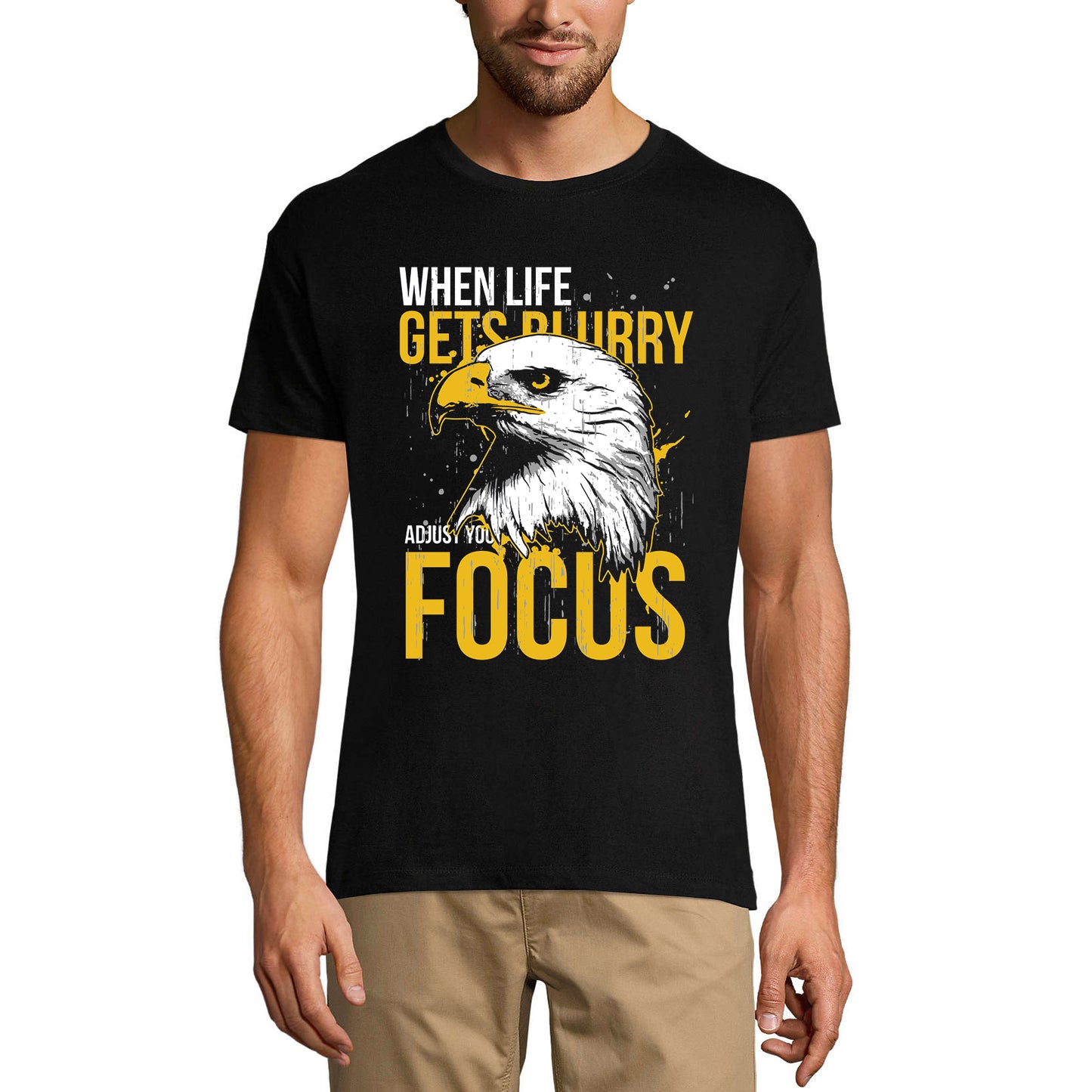 ULTRABASIC Herren-Grafik-T-Shirt „When Life Gets Blurry Adjust Focus“ – Eagle Face