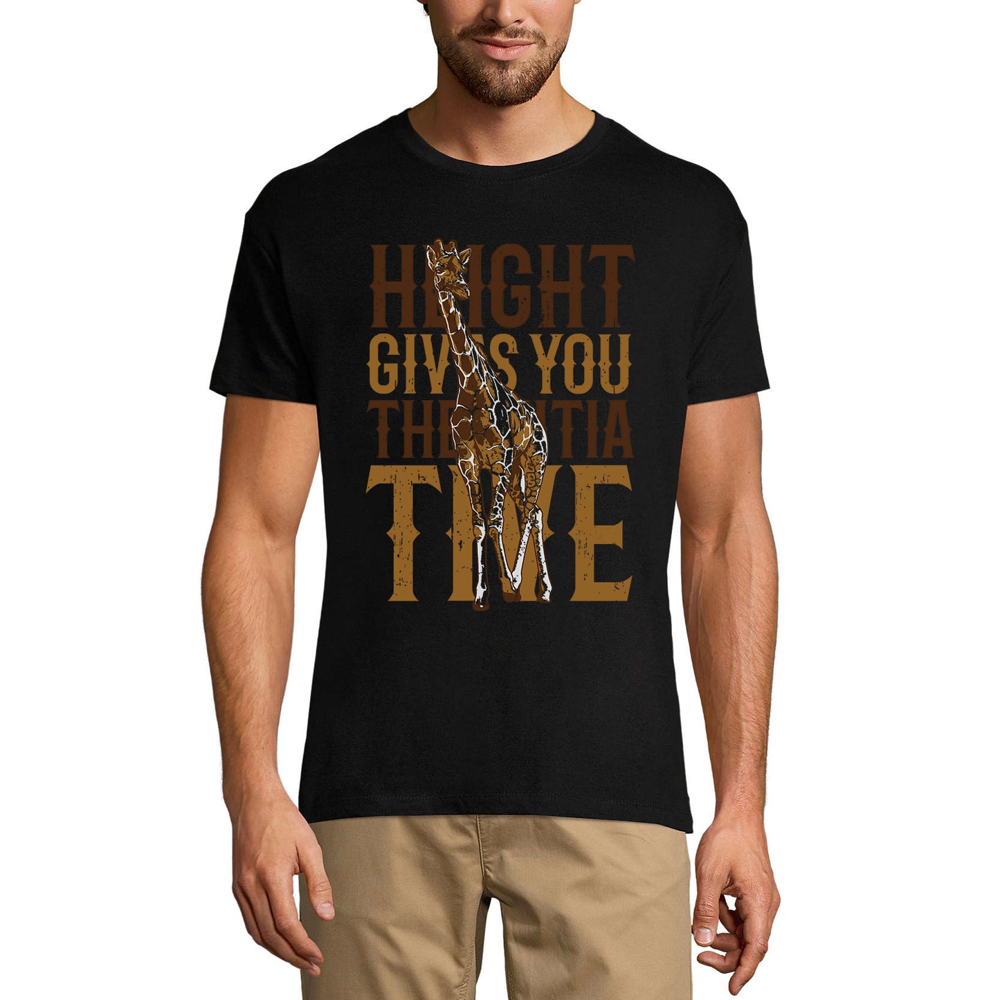 T-shirt graphique ULTRABASIC pour hommes La hauteur vous donne l'initiative - Chemise girafe