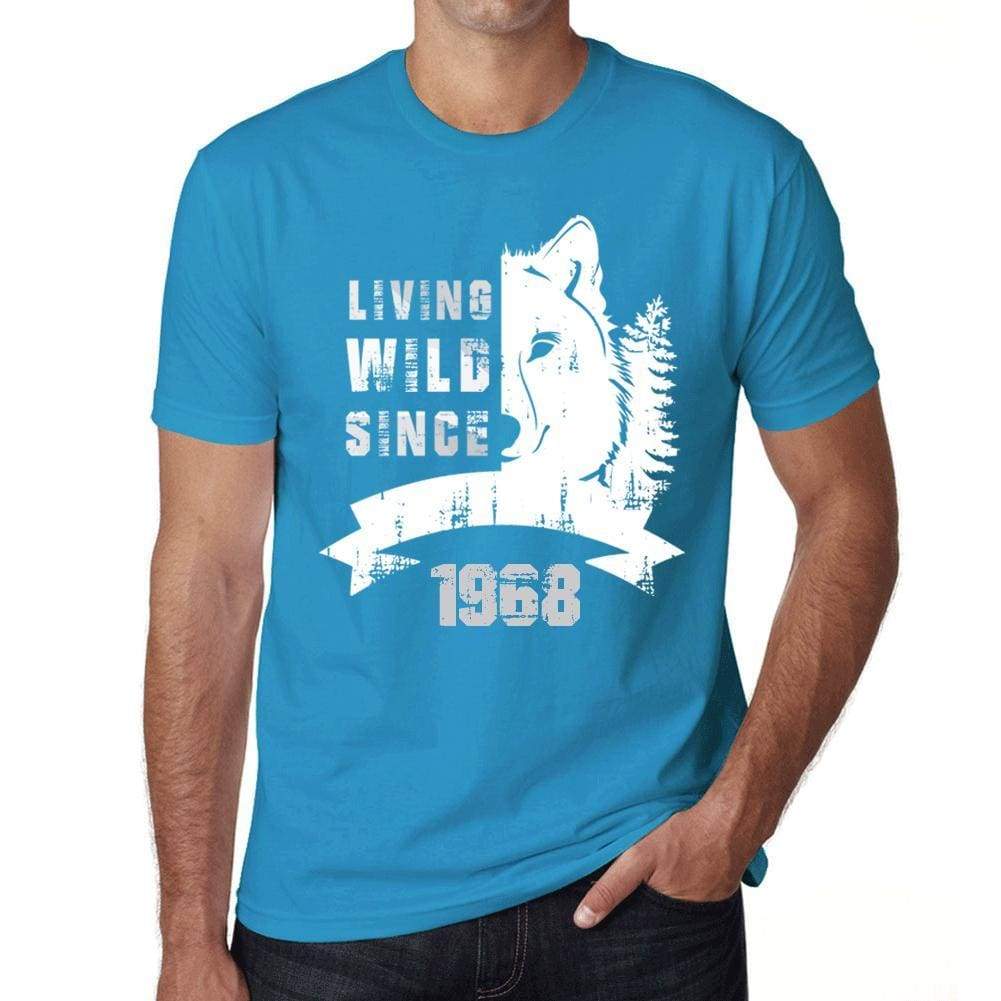 1968, Living Wild Since 1968 Men's T-shirt Blue Birthday Gift 00499 - ultrabasic-com