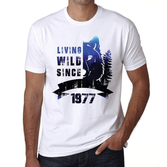 1977, Living Wild Since 1977 Men's T-shirt White Birthday Gift 00508 - ultrabasic-com