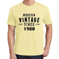 1980, Modern Vintage, Yellow, Men's Short Sleeve Round Neck T-shirt 00106 - ultrabasic-com