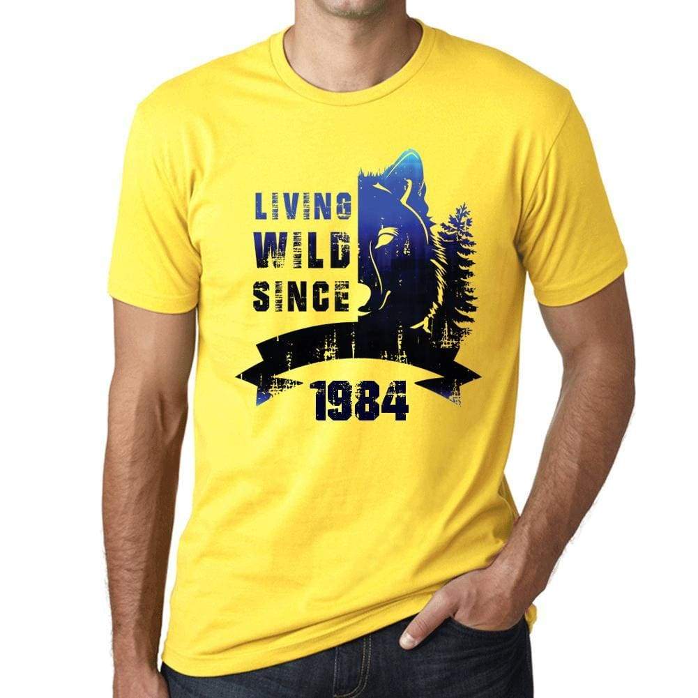 1984, Living Wild 2 Since 1984 Men's T-shirt Yellow Birthday Gift 00516 - ultrabasic-com