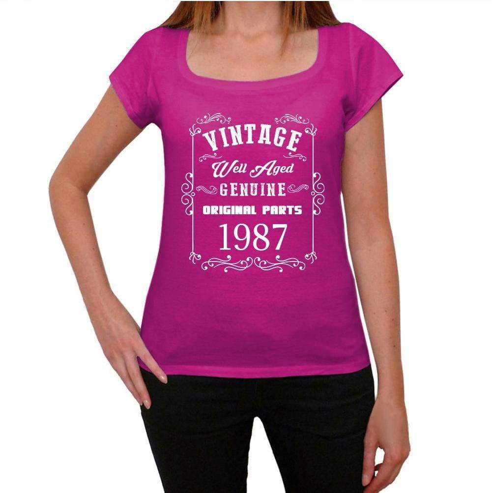 1987, Well Aged, Pink, Women's Short Sleeve Round Neck T-shirt 00109 - ultrabasic-com
