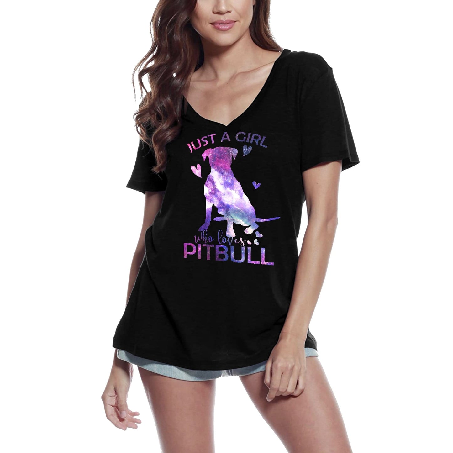 ULTRABASIC Women's T-Shirt Just a Girl Who Loves Pitbull - Dog Saying Tee Shirt for Ladies