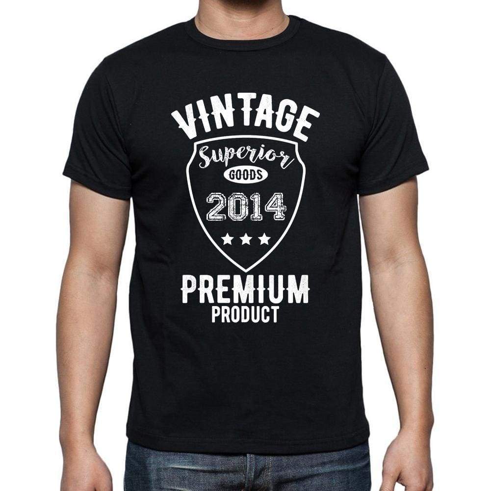 2014 Vintage Superior Black Mens Short Sleeve Round Neck T-Shirt 00102 - Black / S - Casual