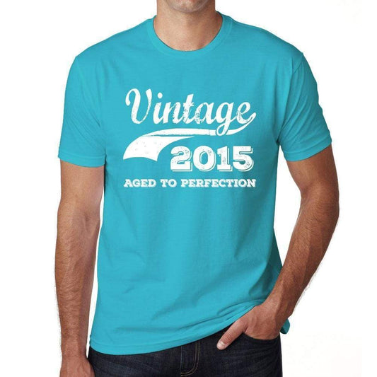2015 Vintage Aged To Perfection Blue Mens Short Sleeve Round Neck T-Shirt 00291 - Blue / S - Casual