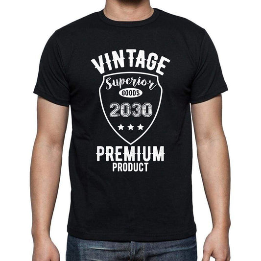 2030 Vintage Superior Black Mens Short Sleeve Round Neck T-Shirt 00102 - Black / S - Casual