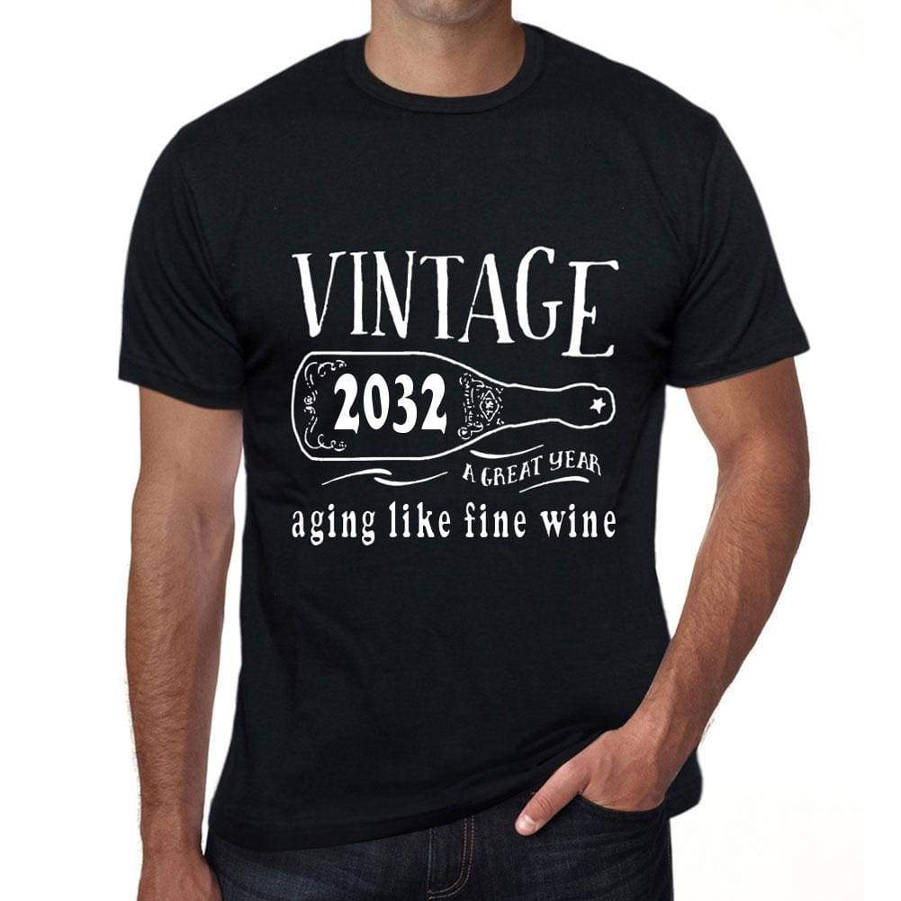 2032 Aging Like a Fine Wine Men's T-shirt Black Birthday Gift 00458 - Ultrabasic