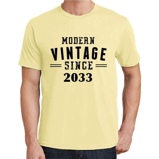 2033 Modern Vintage Yellow Mens Short Sleeve Round Neck T-Shirt 00106 - Yellow / S - Casual