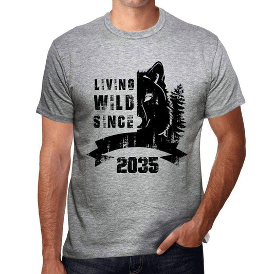 2035 Living Wild Since 2035 Mens T-Shirt Grey Birthday Gift 00500 - Grey / Small - Casual