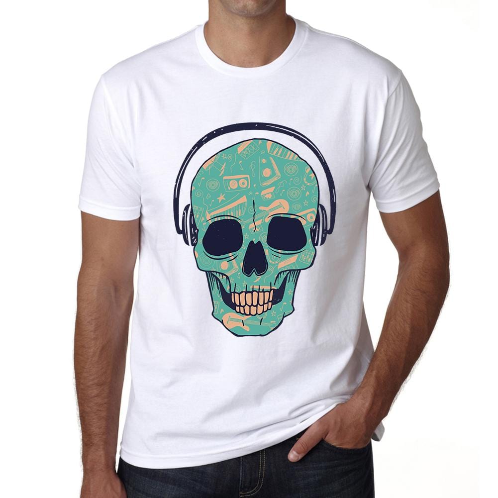 ULTRABASIC Men's Graphic T-Shirt Skull With Headphones Music - Shirt for Musician gemini bicycle skull shirt beast bear sayings motivational quote horror football arizona music american flag tee broken bones race bonzai miner abraham lincoln anatomical trump 2020 astrology capricorn funny novelty halloween scary hell men badass