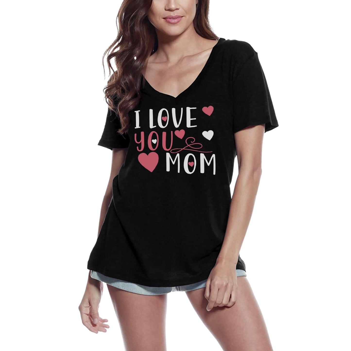 ULTRABASIC Women's T-Shirt I Love You Mom - Heart Short Sleeve Tee Shirt Tops