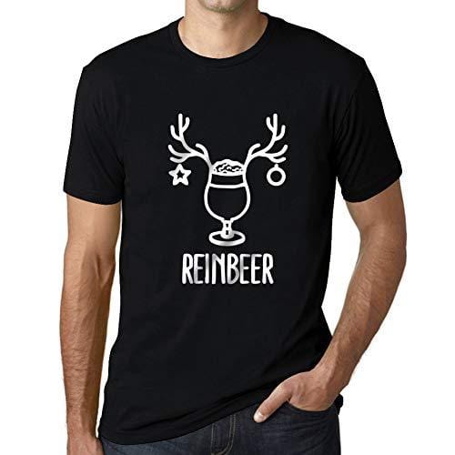 Ultrabasic - Graphique Homme Reinbeer T-Shirt Cadeau Imprimé Tée-Shirt Noir Profond