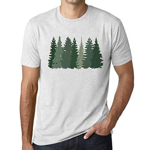 Ultrabasic - Homme T-Shirt Graphiques Arbres Forestiers Blanc Chiné