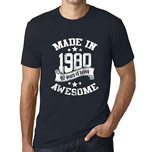 Ultrabasic - Homme T-Shirt Graphique Made in 1980 Idée Cadeau T-Shirt pour Le 40e Anniversaire Marine