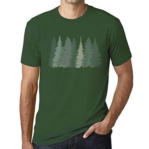 Ultrabasic - Homme T-Shirt Graphiques Arbres Forestiers Vert Bouteille