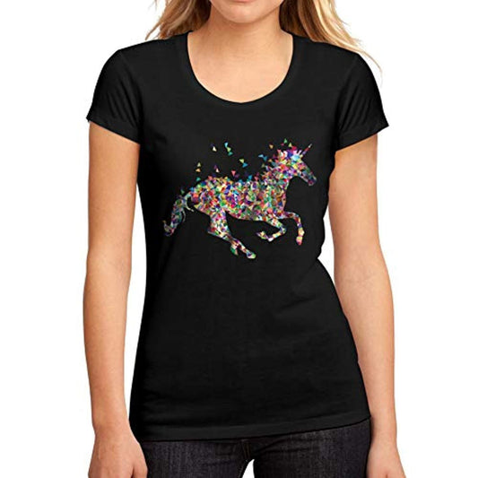 T-Shirt Graphique Femme Licorne Multicolore <span>Noir Profond</span>