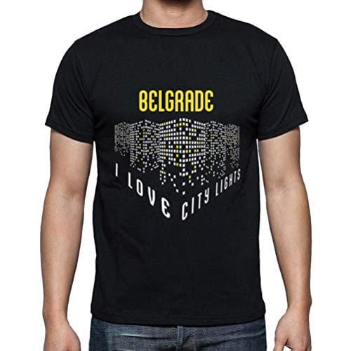 Ultrabasic - Homme T-Shirt Graphique J'aime Belgrade Lumières Noir Profond