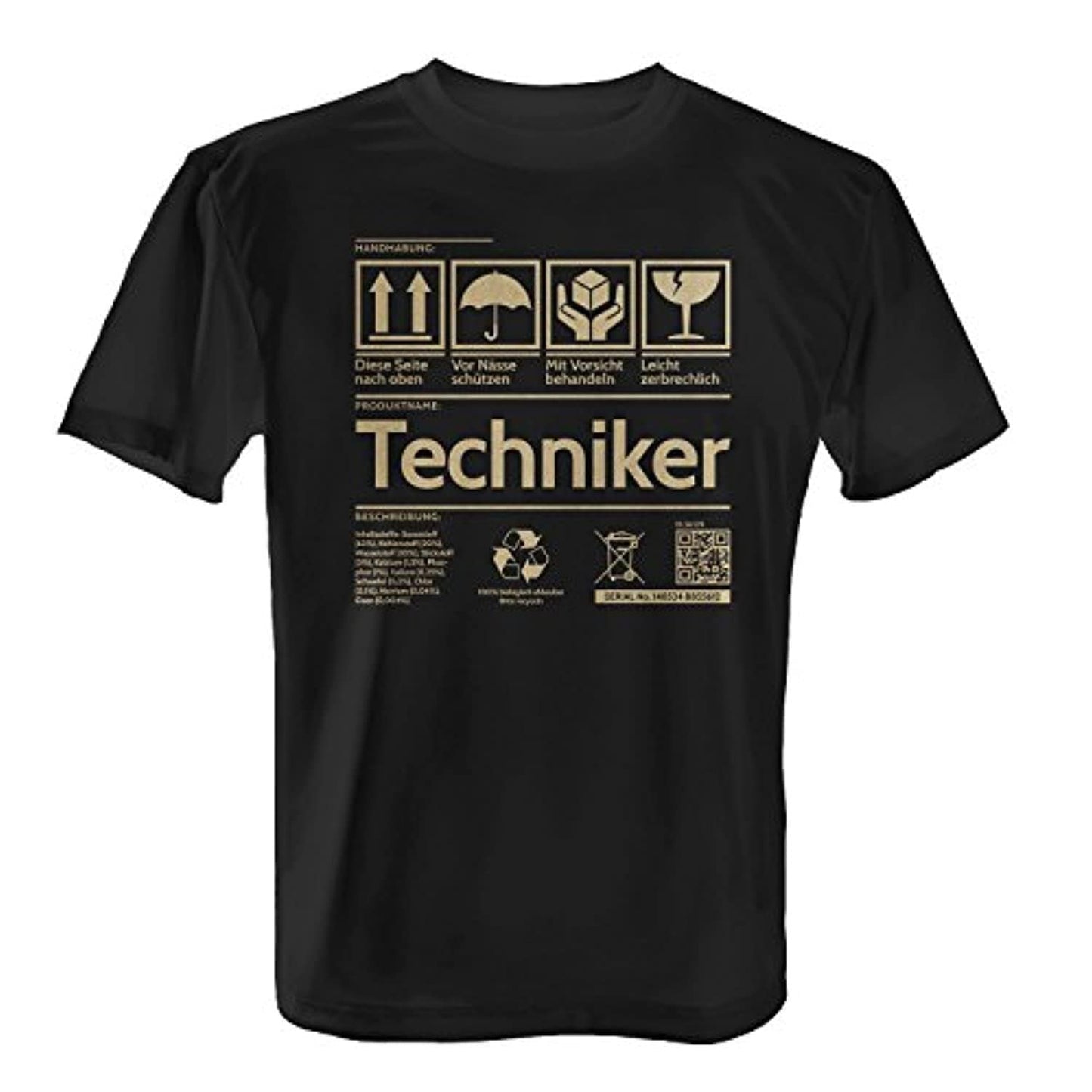 Fashionalarm Herren T-Shirt - Etikett - Techniker Fun Shirt Geschenk Tee