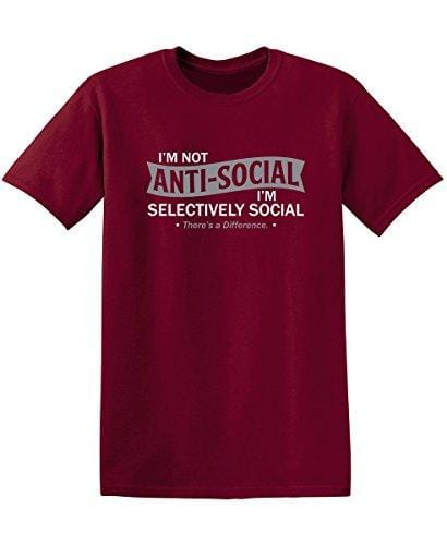 Men's T-shirt I'm not Anti-Social Graphic Novelty Funny Tshirt Tango Red