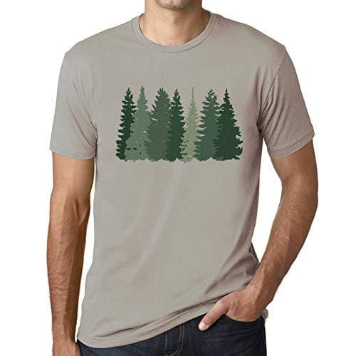 Ultrabasic - Homme T-Shirt Graphiques Arbres Forestiers Gris Clair