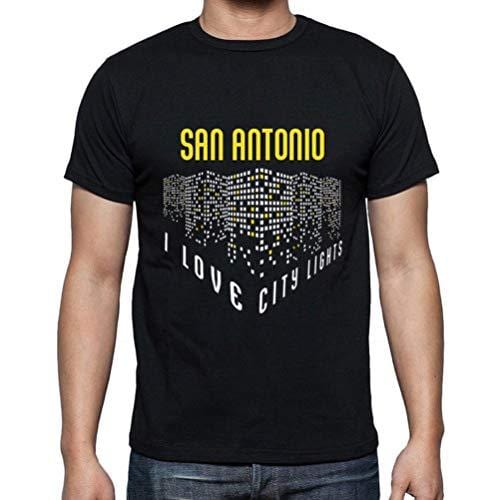 Ultrabasic - Homme T-Shirt Graphique J'aime SAN Antonio Lumières Noir Profond