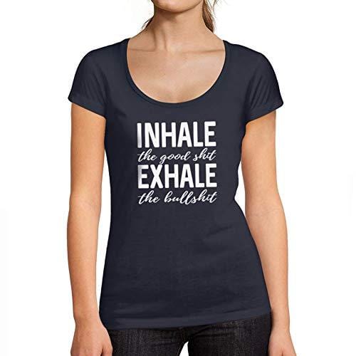 Ultrabasic - Tee-Shirt Femme col Rond Décolleté Inhale Exhale