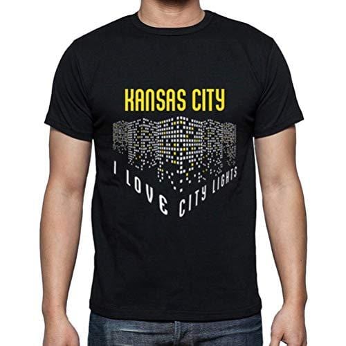 Ultrabasic - Homme T-Shirt Graphique J'aime Kansas City Lumières Noir Profond