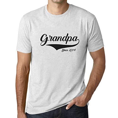 Ultrabasic - Homme T-Shirt Graphique Grandpa Since 2014 T-Shirt Funny Blanc Chiné