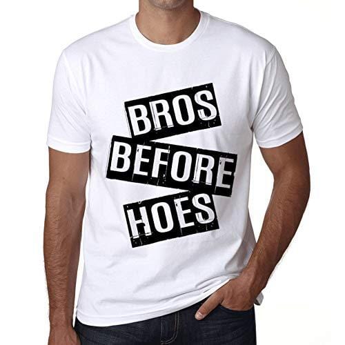 Ultrabasic - Homme T-Shirt Graphique Bros Before Hoes T-Shirt Cadeau Lettre d'impression Blanc