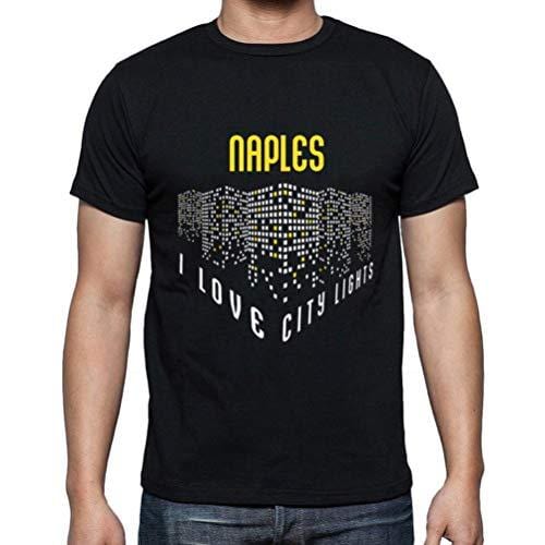 Ultrabasic - Homme T-Shirt Graphique J'aime Naples Lumières Noir Profond