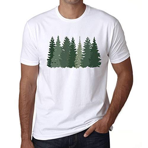Ultrabasic - Homme T-Shirt Graphique Arbres Forestiers Blanc