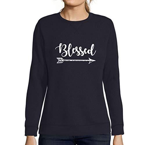 Ultrabasic - Femme Imprimé Graphique Sweat-Shirt Chapeau de Père Noël Pull de Noel Idées Cadeaux French Marine